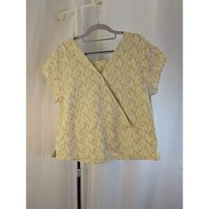 REI Women's Trailsmith Reversible Crossover Top Cotton Sz M Yellow White (B13)